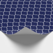Marokkaans Quatrefoil wit op Navy Blue Cadeaupapier (Hoek)