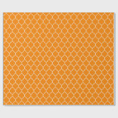 Marokkaans Quatrefoil wit op Oranje pakpapier (Vlak)