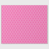 Marokkaans Quatrefoil wit op roze omslagpapier Cadeaupapier (Vlak)