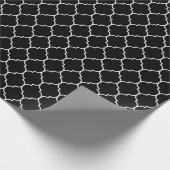 Marokkaans Quatrefoil wit op zwart omslagpapier Cadeaupapier (Hoek)