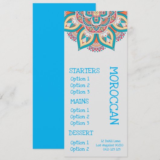 Marokkaans restaurant diner menu (Voorkant / Achterkant)
