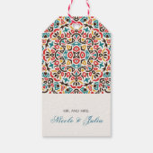 Marokkaans rooster geometrische mandala-huwelijk cadeaulabel (Achterkant)