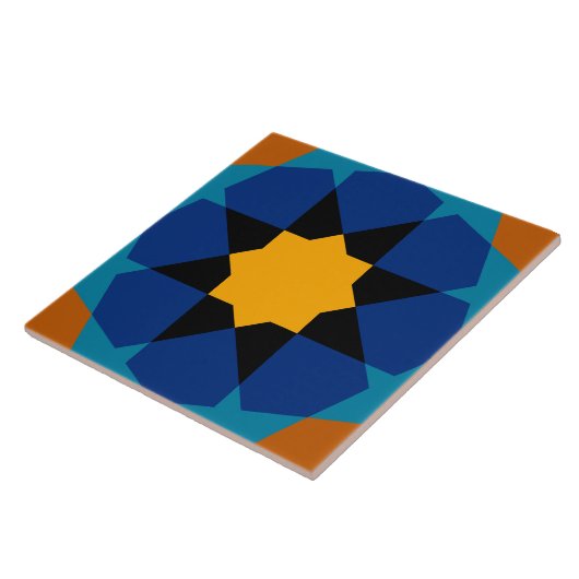 Marokkaans Spaans Geometric Star Pattern Blue Brow Tegeltje (Zijkant)