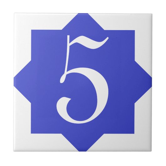Marokkaans Star Blue-nummer Tegeltje (Voorkant)