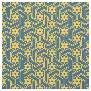 Marokkaans sterrooster - Blauw en Geel Patroon Stof