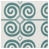 Marokkaans Swirl Tile Blauwgroen Green Stof (Close Up)