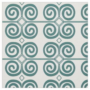 Marokkaans Swirl Tile Blauwgroen Green Stof
