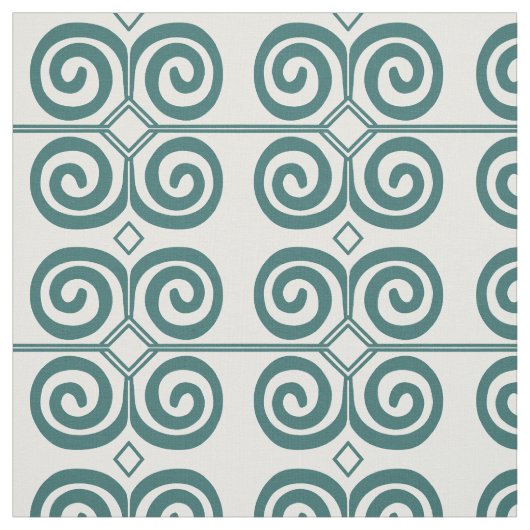 Marokkaans Swirl Tile Blauwgroen Green Stof (Swatch)
