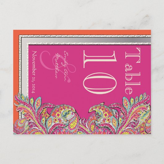 Marokkaans tangerine- en Fuchsietabel nummer Briefkaart (Achterkant)