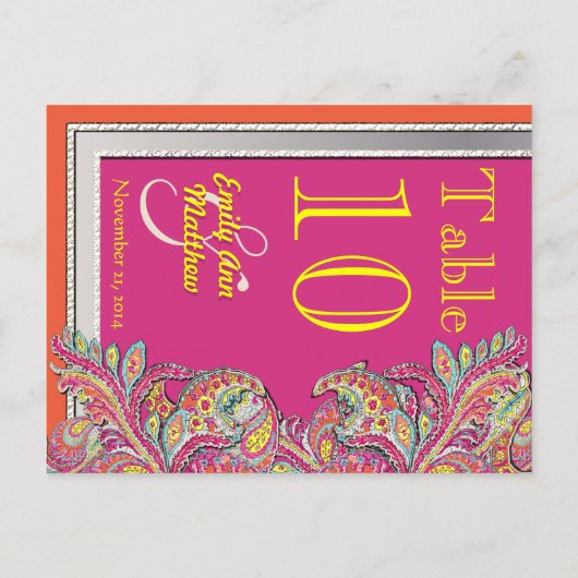 Marokkaans tangerine- en Fuchsietabel nummer Briefkaart (Achterkant)