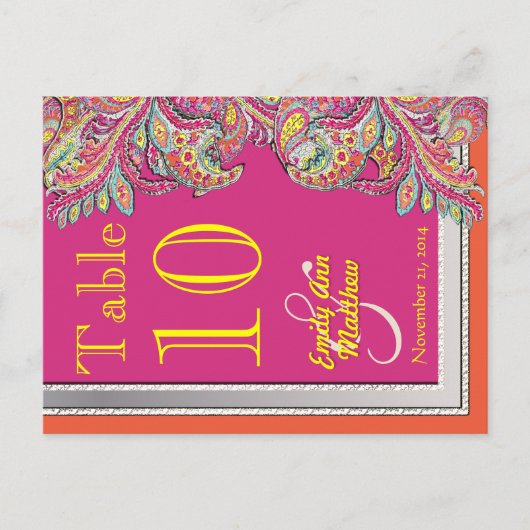 Marokkaans tangerine- en Fuchsietabel nummer Briefkaart (Voorkant)