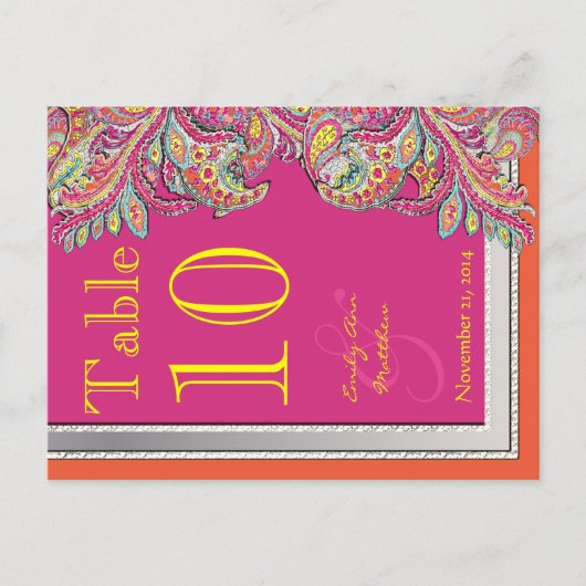 Marokkaans tangerine- en Fuchsietabel nummer Briefkaart (Voorkant)