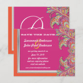 Marokkaans Tangerine & Fuchsia Wedding Save the Da Kaart (Voorkant / Achterkant)