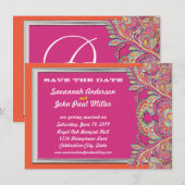 Marokkaans Tangerine & Fuchsia Wedding Save the Da Kaart (Voorkant / Achterkant)