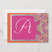 Marokkaans Tangerine & Fuchsia Wedding Save the Da Kaart (Achterkant)