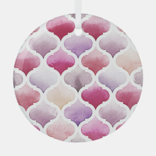 Marokkaans tapijt: Waterverf Tanger Pattern. Glas Ornament