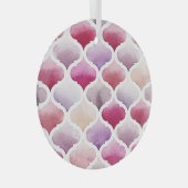 Marokkaans tapijt: Waterverf Tanger Pattern. Glas Ornament (Voorkant Rechts)