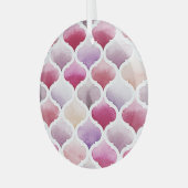 Marokkaans tapijt: Waterverf Tanger Pattern. Glas Ornament (Voorkant links)
