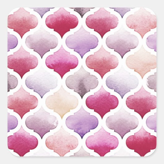 Marokkaans tapijt: Waterverf Tanger Pattern. Vierkante Sticker (Voorkant)