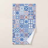 Marokkaans tegelblauw, bruin bad handdoek (Handdoek)