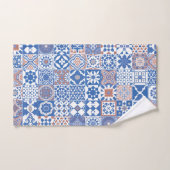 Marokkaans tegelblauw, bruin bad handdoek (Handdoek)
