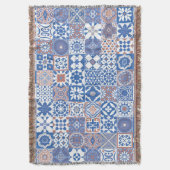 Marokkaans tegelblauw, bruin deken (Voorkant Verticaal)