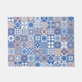 Marokkaans tegelblauw, bruin deurmat (Voorkant)