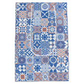 Marokkaans tegelblauw, bruin medium cadeauzakje (Achterkant)