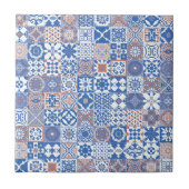 Marokkaans tegelblauw, bruin tegeltje (Voorkant)