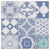 Marokkaans tegelpastelblauw stof (Close Up)