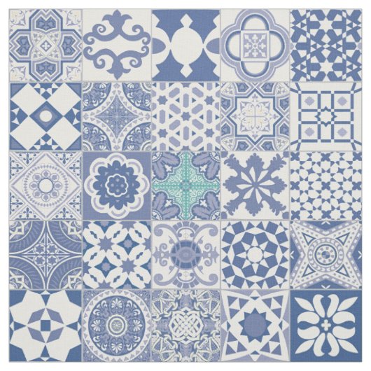 Marokkaans tegelpastelblauw stof (Swatch)