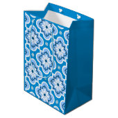 Marokkaans tegelpatroon - blauw en wit medium cadeauzakje (Achterkant Gekanteld)