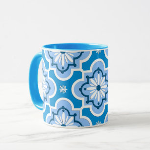 Marokkaans tegelpatroon - blauw en wit mok