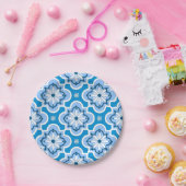 Marokkaans tegelpatroon - blauw en wit papieren bordje (Feest)