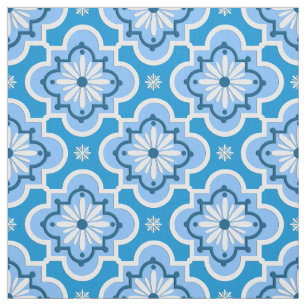 Marokkaans tegelpatroon - Blauw en Wit Stof