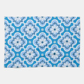 Marokkaans tegelpatroon - blauw en wit theedoek (Horizontaal)