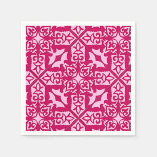 Marokkaans tegelpatroon, Fuchsia en Pastelroze Servet