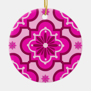 Marokkaans tegelpatroon - Fuchsia Pink Keramisch Ornament