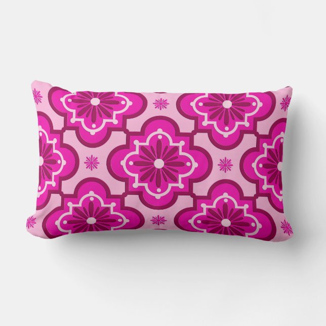 Marokkaans tegelpatroon - Fuchsia Pink Kussen (Voorkant)