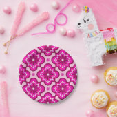 Marokkaans tegelpatroon - Fuchsia Pink Papieren Bordje (Feest)