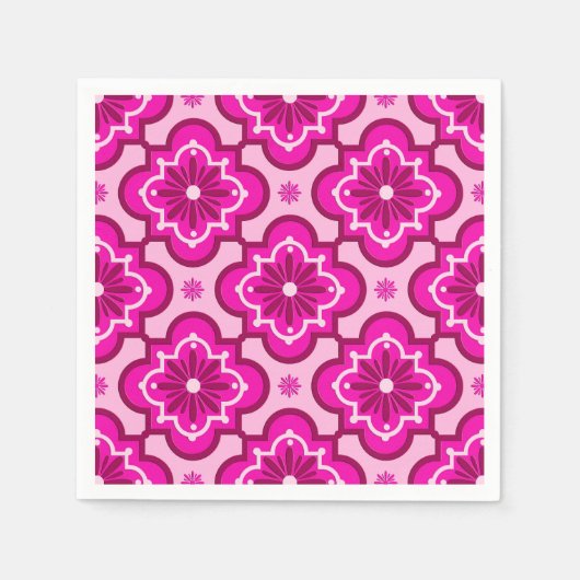 Marokkaans tegelpatroon - Fuchsia Pink Servet (Voorkant)