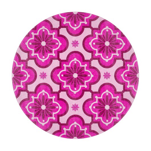 Marokkaans tegelpatroon - Fuchsia Pink Snijplank (Voorkant)