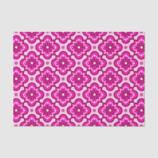 Marokkaans tegelpatroon - Fuchsia Pink Tissuepapier (Voorkant)