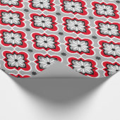 Marokkaans tegelpatroon - grijs en rood cadeaupapier (Hoek)