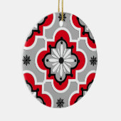 Marokkaans tegelpatroon - grijs en rood keramisch ornament (Rechts)