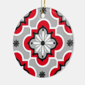 Marokkaans tegelpatroon - grijs en rood keramisch ornament (Links)