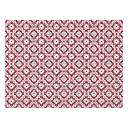 Marokkaans tegelpatroon - grijs en rood tafelkleed (Voorkant (Horizontaal))