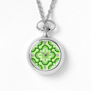 Marokkaans tegelpatroon - Lime Green Horloge