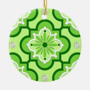 Marokkaans tegelpatroon - Lime Green Keramisch Ornament