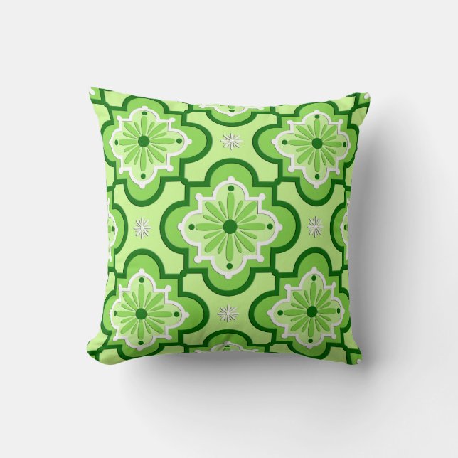 Marokkaans tegelpatroon - Lime Green Kussen (Voorkant)